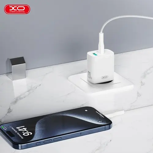 Сітчастий зарядний пристрій XO CE29 20W 1USB-A+1USB-C Fast Charger Білий - фото 2