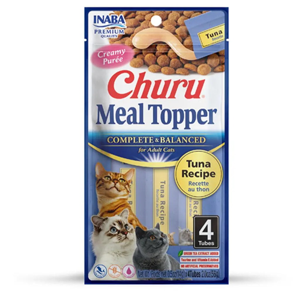 Вологі ласощі для котів INABA Churu MEAL TOPPER кремовий мус в стіках з тунцем 4 шт по 14 г