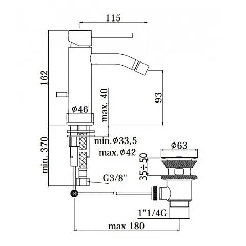 Змішувач для біде Paffoni Light LIG 135 NO, Чорний матовий - фото 2
