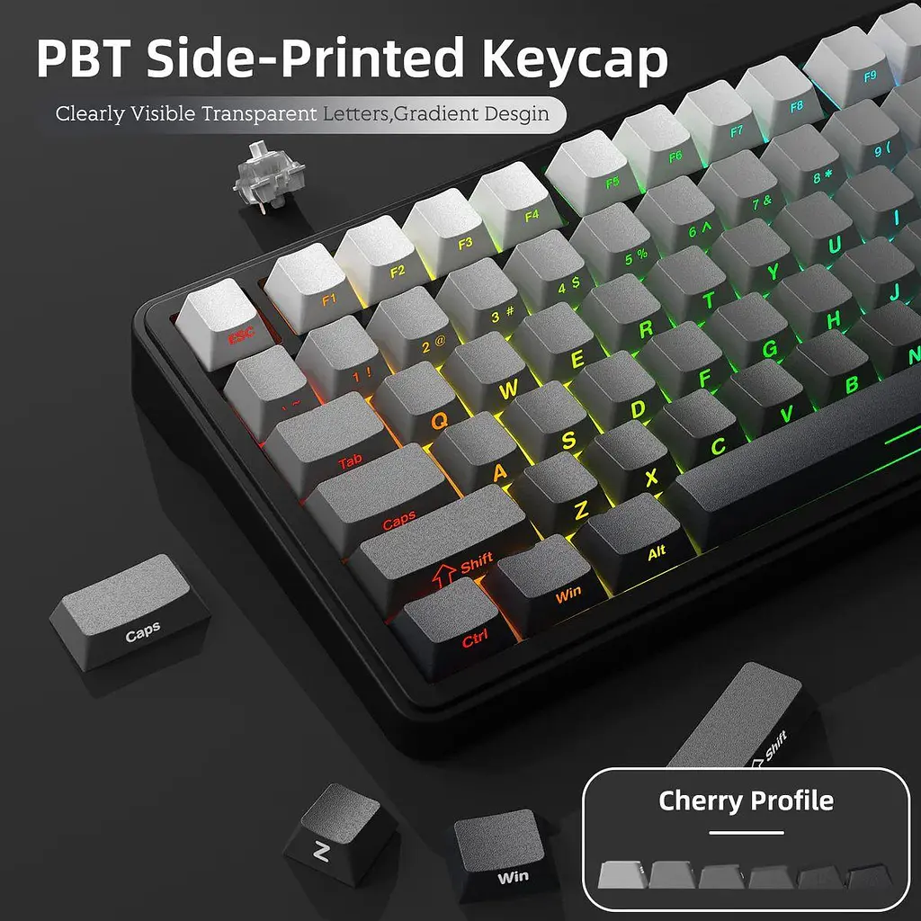 Бездротова клавіатура ATTACK Shark X85 Grey 75% | RGB підсвітка | бокове гравіювання - фото 3