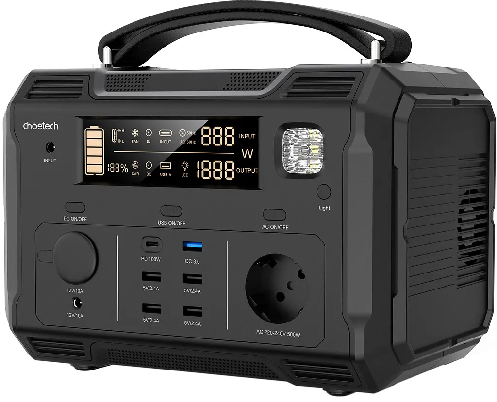 Зарядна станція Choetech BS004 500Вт (484Вт/г) QC 3.0, USB-C PD100 Вт - фото 2