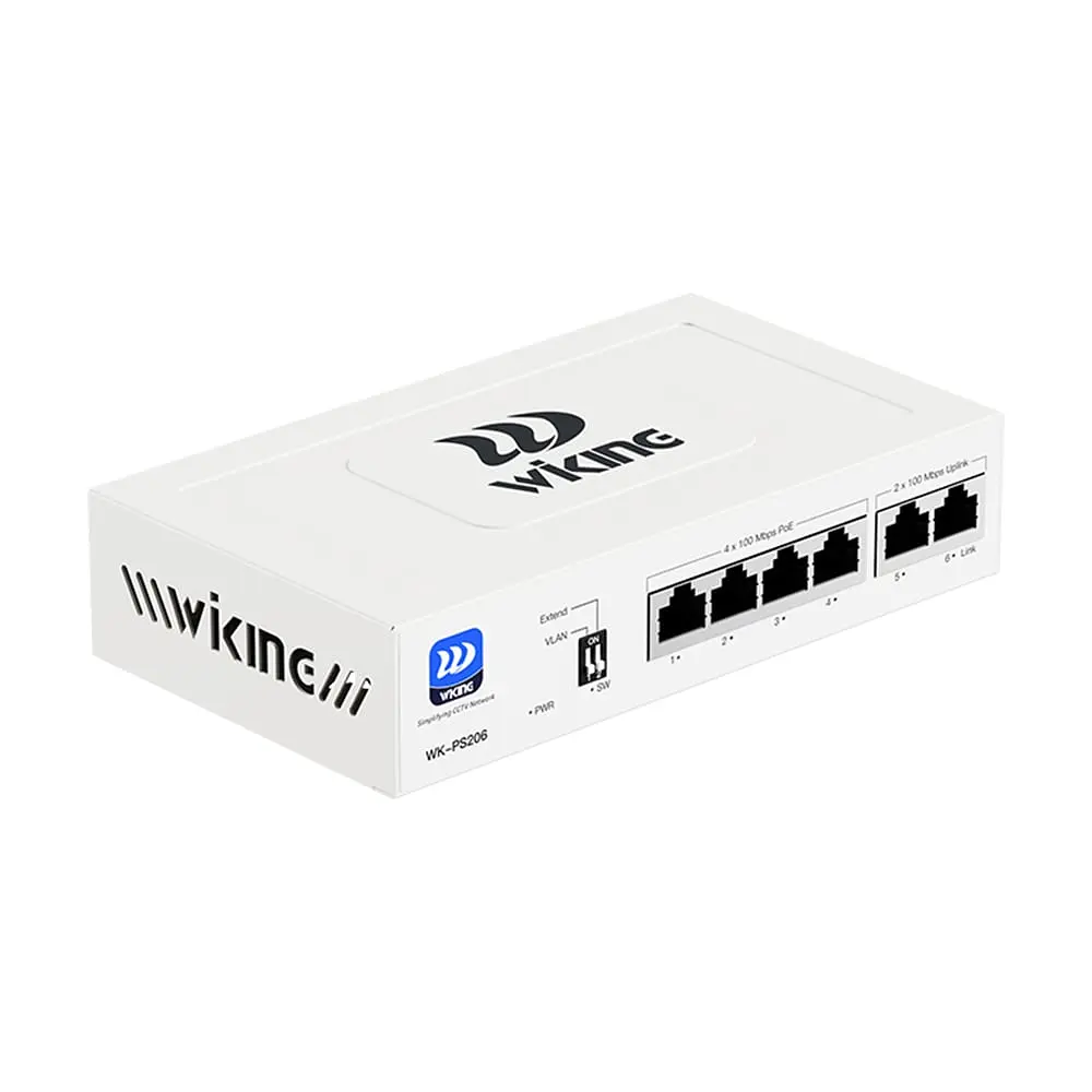 PoE-комутатор 6-портовий некерований Wiking WK-PS206 V2, 4x100Mbps PoE, 2x100Mbps Uplink, 45W (73-00270) - фото 3
