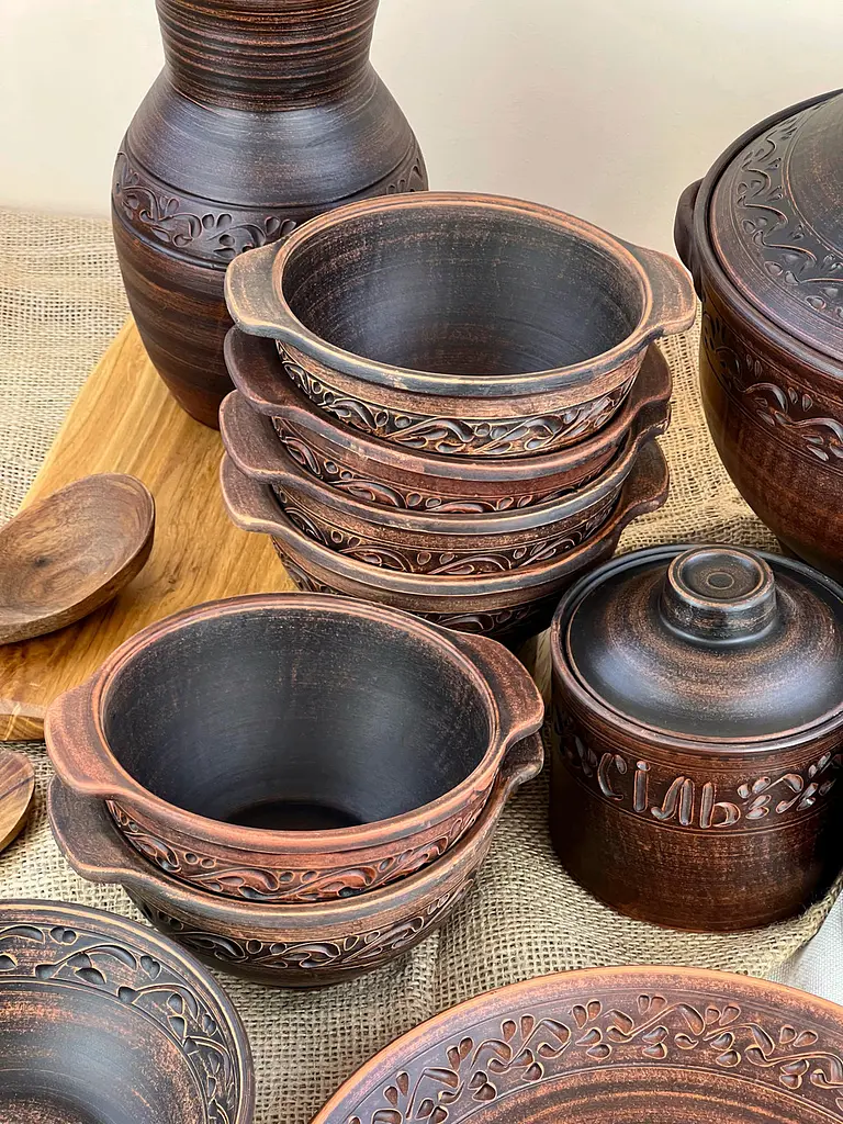 Столовий сервіз керамічного (глиняного) посуду для Борща на 6 осіб - фото 2