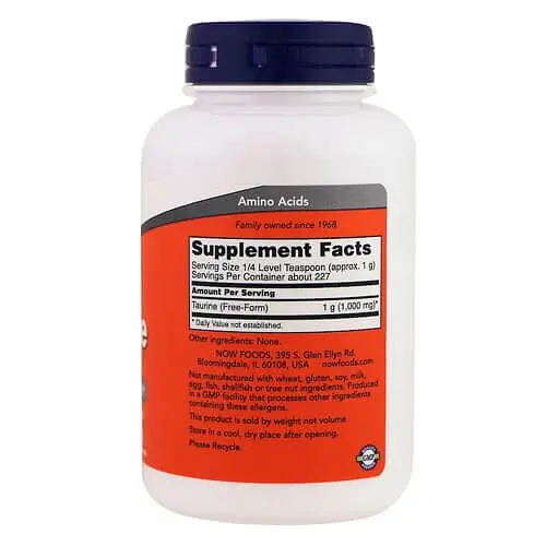 Таурин Taurine Pure Powder 227 грам NOW vit0004874 - фото 2