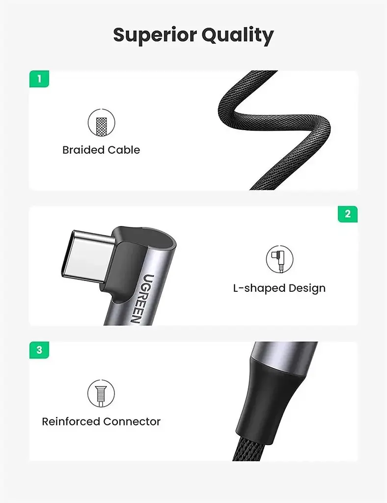 Перехідник Ugreen кабель Type-C - 3.5 mm для навушників Angled 10CM Gray (AV142) - фото 7