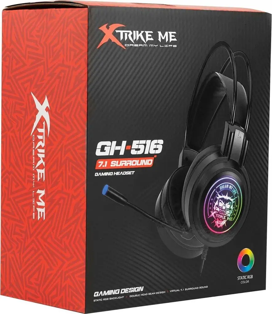Ігрова гарнітура Xtrike Me GH-516 USB 7.1 RGB Black (GH-516) - фото 8