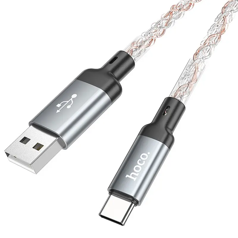 Дата кабель Hoco U 112 Shine 2.4 A USB to Type-C (1 m) Gray - фото 4