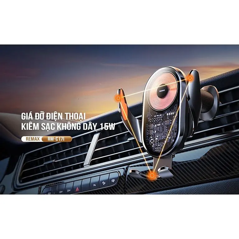 Тримач Remax RM-C17i 15W Wireless AirVent Car Holder Black - фото 7