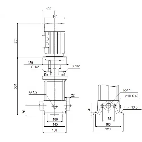Поверхневий насос Grundfos CR1-21 A-A-A-E-HQQE 3x230/400 (96516192) - фото 3