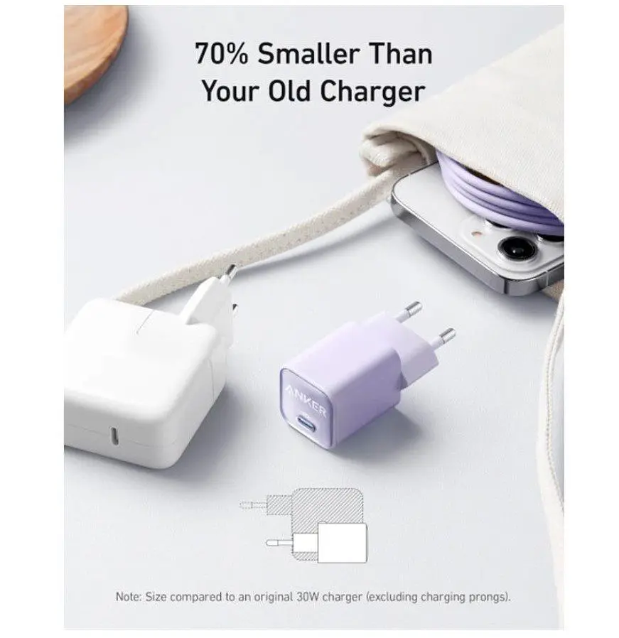 Зарядний пристрій Anker A2147-G21 PowerPort 511 Nano III GAN Charger 30 W, Type-C - фото 2