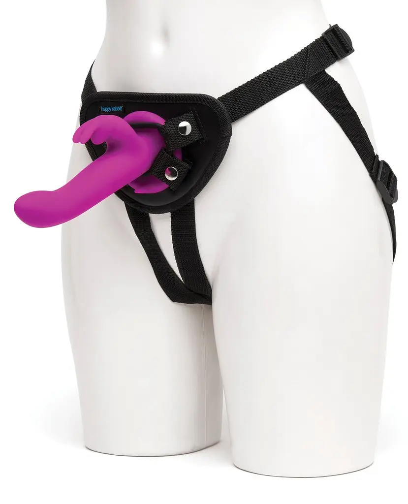 Страпон з вібратором кроликом, 12.7х3.2 см Happy Rabbit Vibrating Strap-On Harness Set
