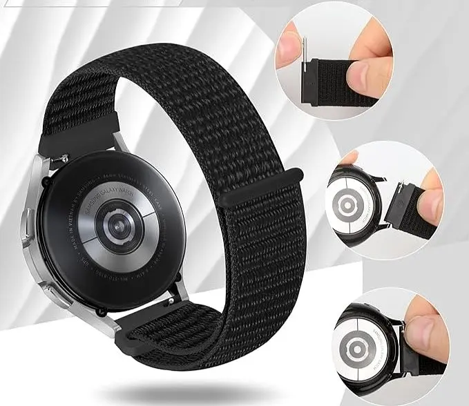 Ремінець нейлоновий на липучці для смарт-годинника BeWatch Samsung 22 мм Black (102139.1UW) - фото 3