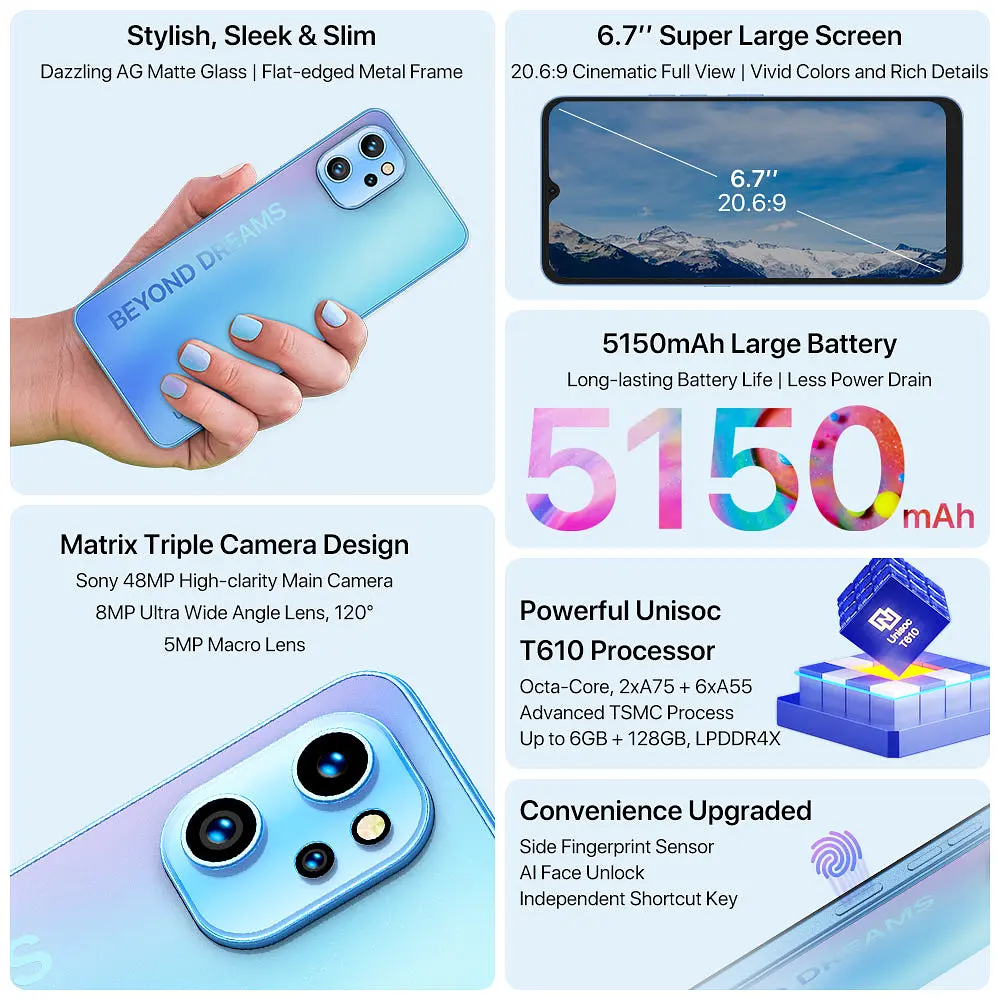 Смартфон Umidigi A13 Pro 4/128Gb UA-UCRF Dual Sim Galaxy Blue [69412] - фото 5