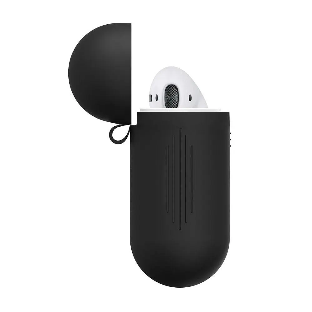 Силиконовый чехол для наушников Airpods 1/2 черный чехол для аирподс футляр для наушников air pods - фото 6