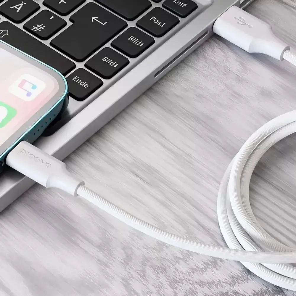 Кабель Proove Striped Silicone USB-A to Lightning 1m White (CCSS00001102) [133336] - фото 3