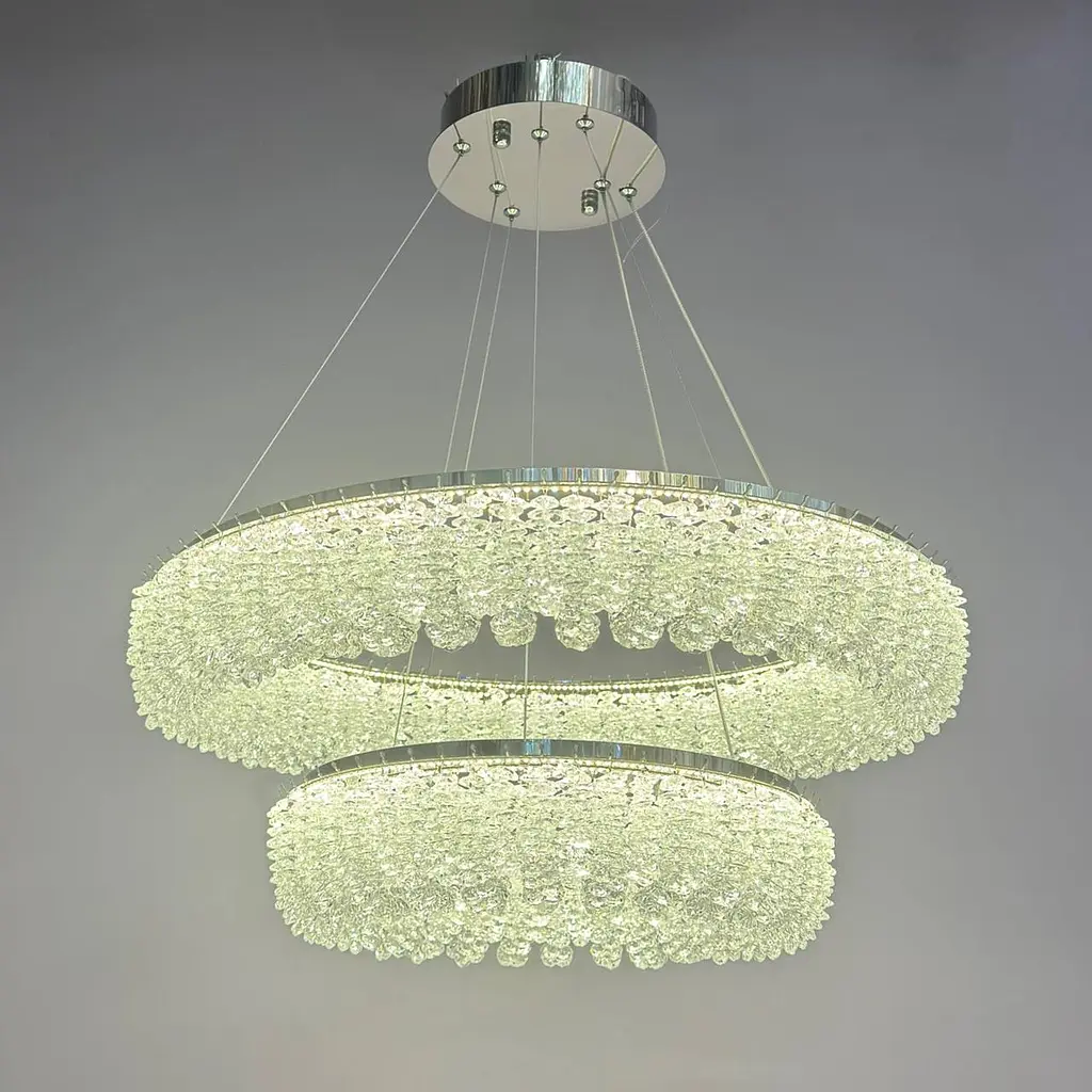 Підвісна кришталева LED-люстра для вітальні Linisoln 7903-60×40 140 Вт хром із димером до 20 м2 - фото 3