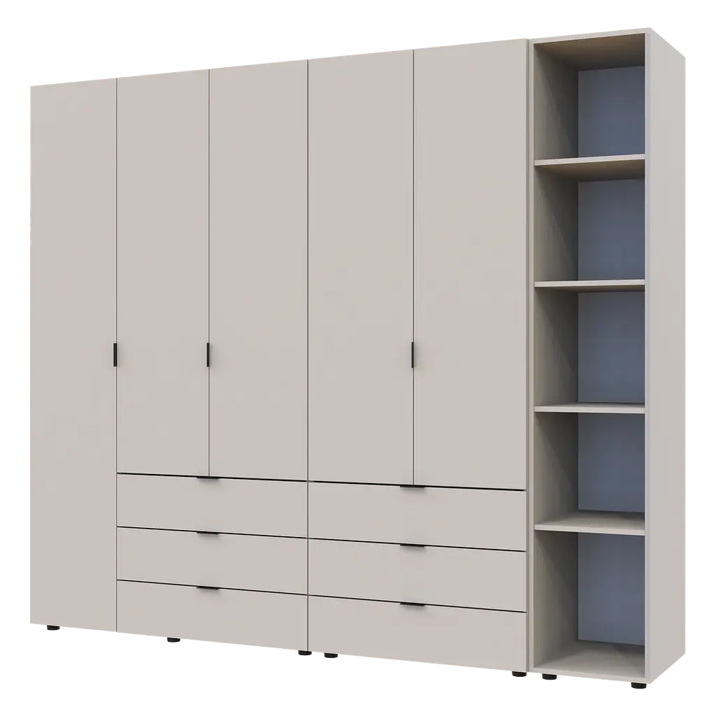 Шафа для одягу Doros Гелар з Етажеркою Кашемір 2+3 ДСП 231.9х49.5х203.4 (80737650) - фото 4