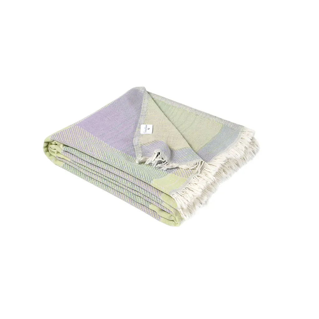 Покрывало Lotus Home - Checked Madras зеленый 190x225 - фото 6