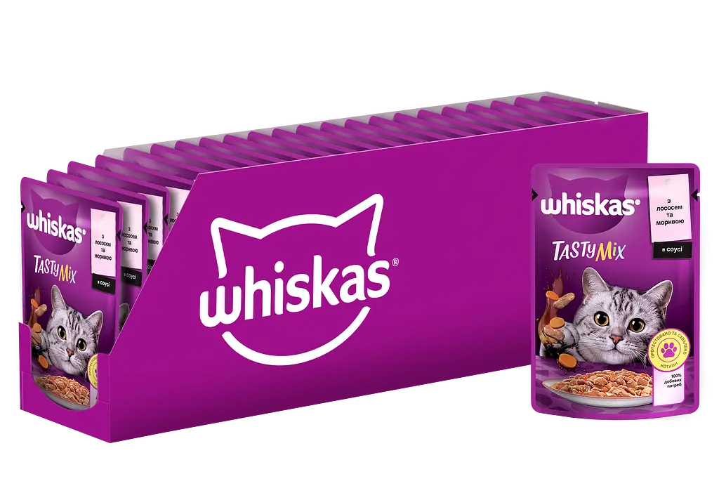 Влажный корм для кошек Whiskas TastyMix, лосось и морковь, 85 г - фото 2