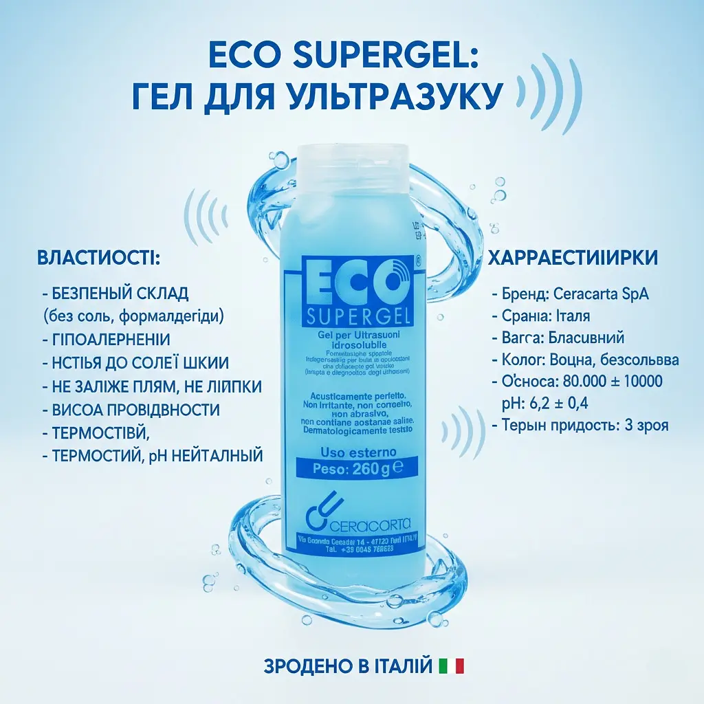 Гель для УЗД Eco Supergel блакитний 260 г. Гель для датчиків - фото 2