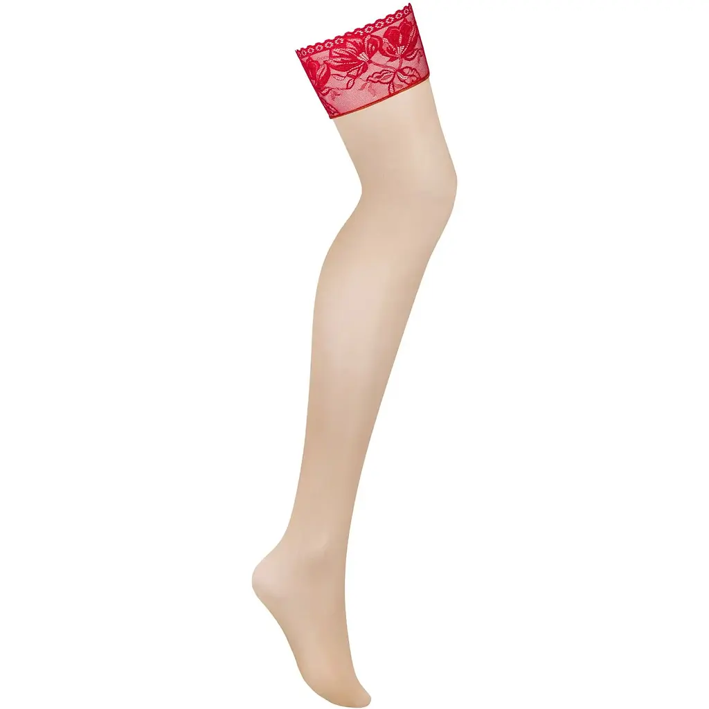 Панчохи під пояс із широким мереживом Obsessive Lacelove stockings XS/S - фото 3
