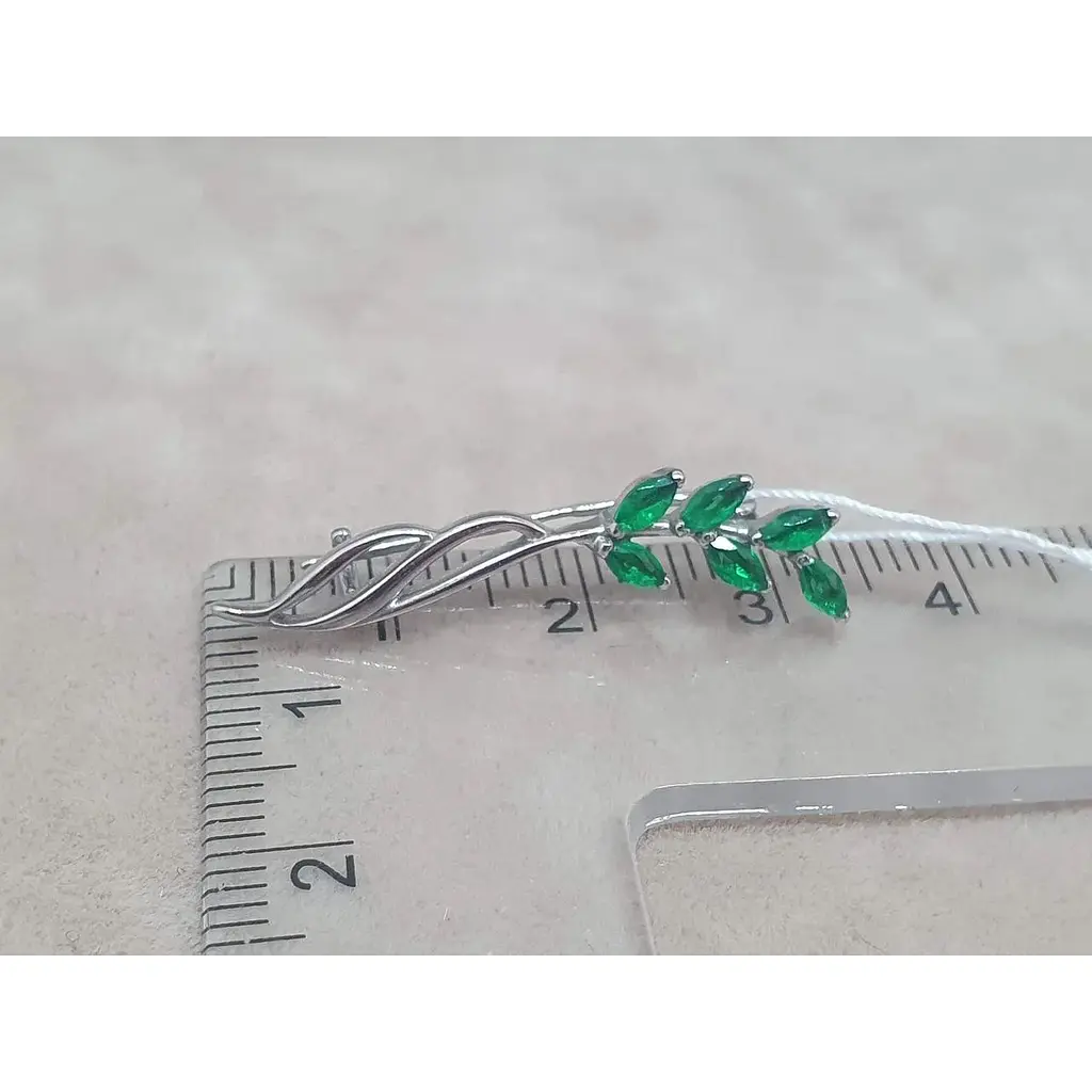 Срібна брошка-шпилька Ірій з фіанітами. 9520 ЗЕЛ - фото 3