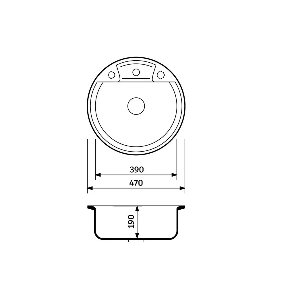 Кухонна мийка Adamant FINE old stone d 470x190 мм, без крила d 47 - фото 2