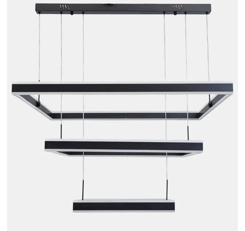 Велика квадратна LED-люстра Artlight 3153-80+60+40BK 375 Вт, 3 режими, пульт, 3 чорні рамки 80/60/40 см, від 30-40 м² - фото 5
