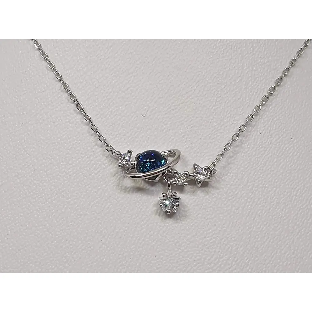 Срібне кольє Аметист з фіанітами 1251107 - фото 2