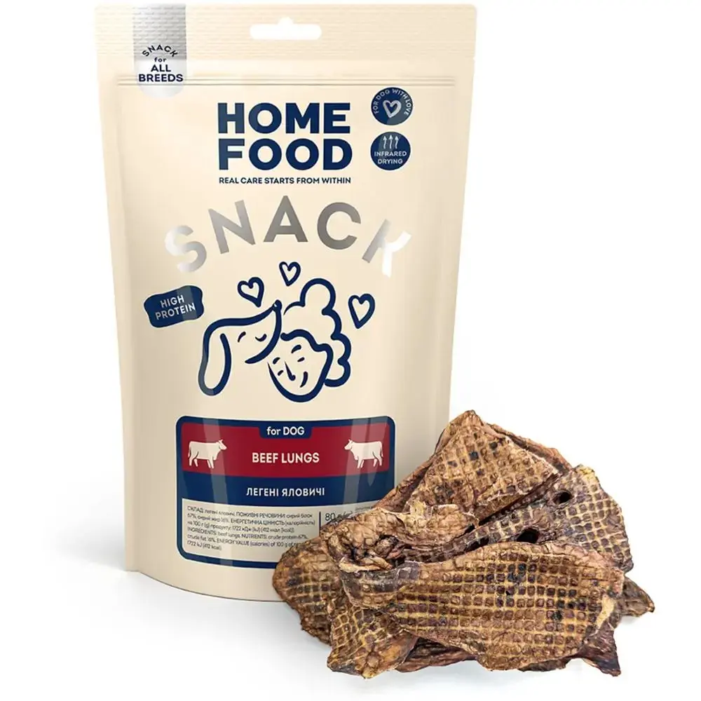 Ласощі для собак Home Food легені яловичі в'ялені 80 г