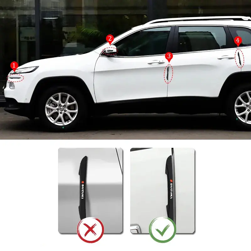 Захисні протиударні смуги Suzuki 15х147 мм Гума (наклейки) Чорні 4 шт на скотчі (Завод) - фото 5