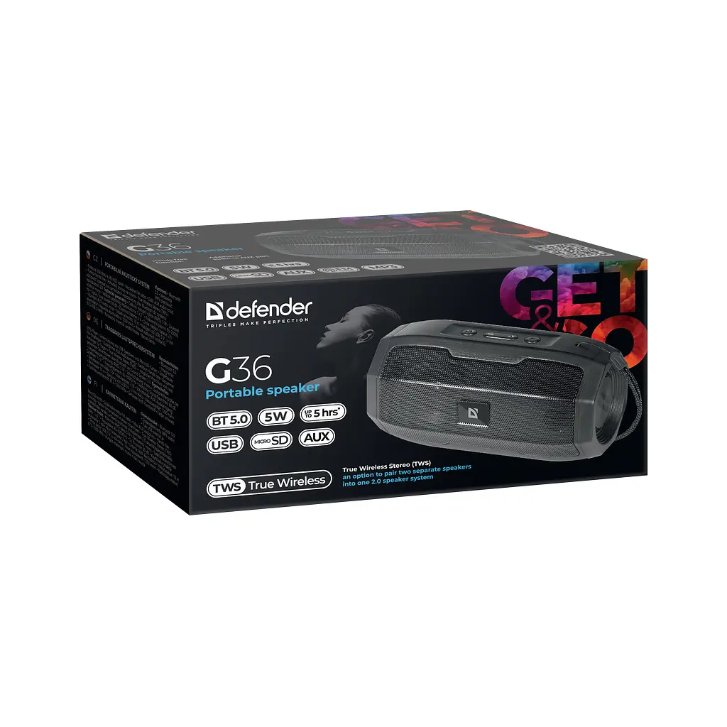 Портативна колонка Defender (65036)G36 5Вт, FM/microSD/USB, Black - фото 6