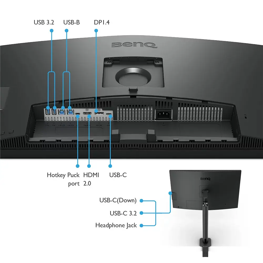 Монітор TFT 31.5 BenQ PD3205UA, IPS, 4K UHD, 99% sRGB, HDMI, DP, USB-С, USB-hub, HAS, колонки, темно-сірий - фото 5