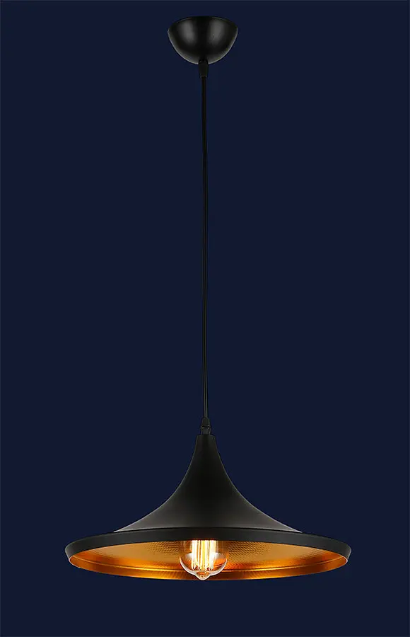 Стильный подвесной светильник для кухни Levistella 7546403C-1 BK - Черный с золотом, 1×E27, Ø36×17 см - фото 3