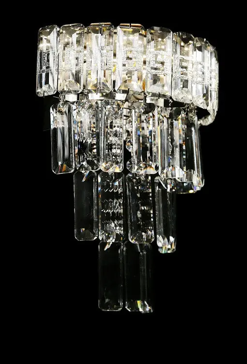 Хромоване настінне бра з кришталевим декором Splendid Ray B2211/2W+LED (CR), 30 см на 2 лампи E14 з LED-підсвічуванням - фото 3