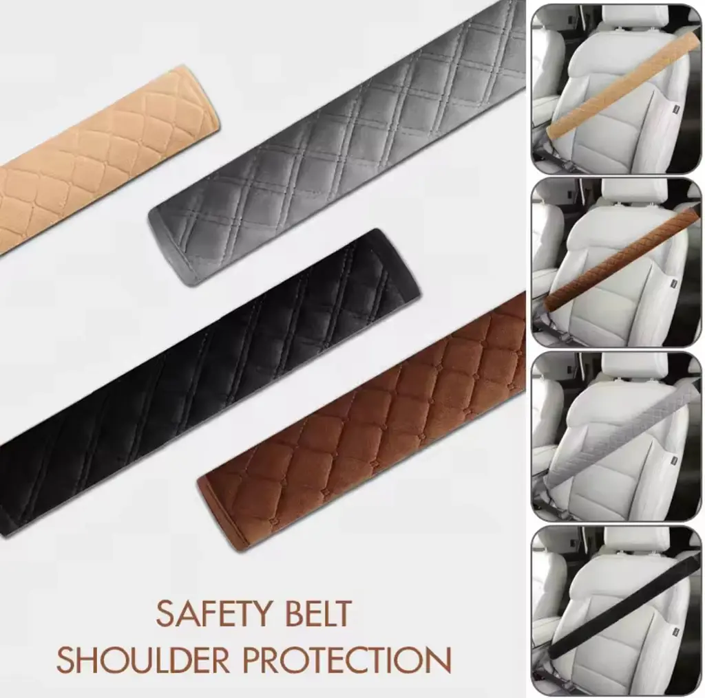 М'яка накладка на ремінь безпеки Torino M 500 мм Коричневий ромб (Мікро Велюр) 2 шт - фото 4