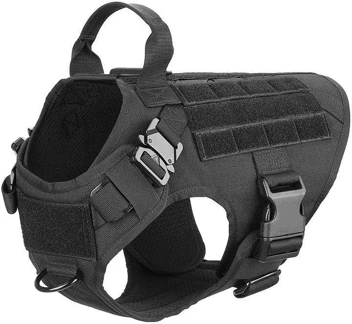 Шлейка для собак Harness K9 Long, металева пряжка фастекс і система MOLLE, Чорний, XL