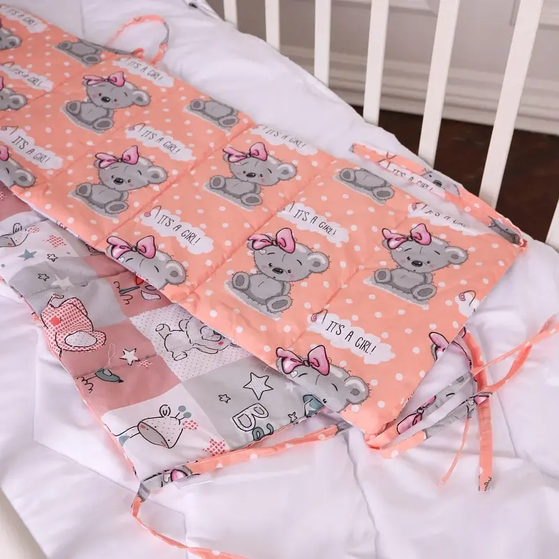 Суцільний борт в ліжечко MirSon Kids Time 20-0028 Little girl Teddy 30х180 см (2200009664281) - фото 4