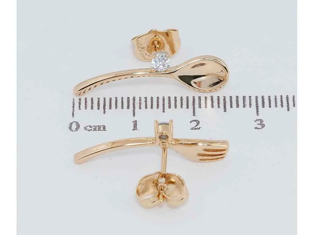 Сережки Xuping Позолота 18K пусети "Ложка з виделкою" (170126) - фото 2