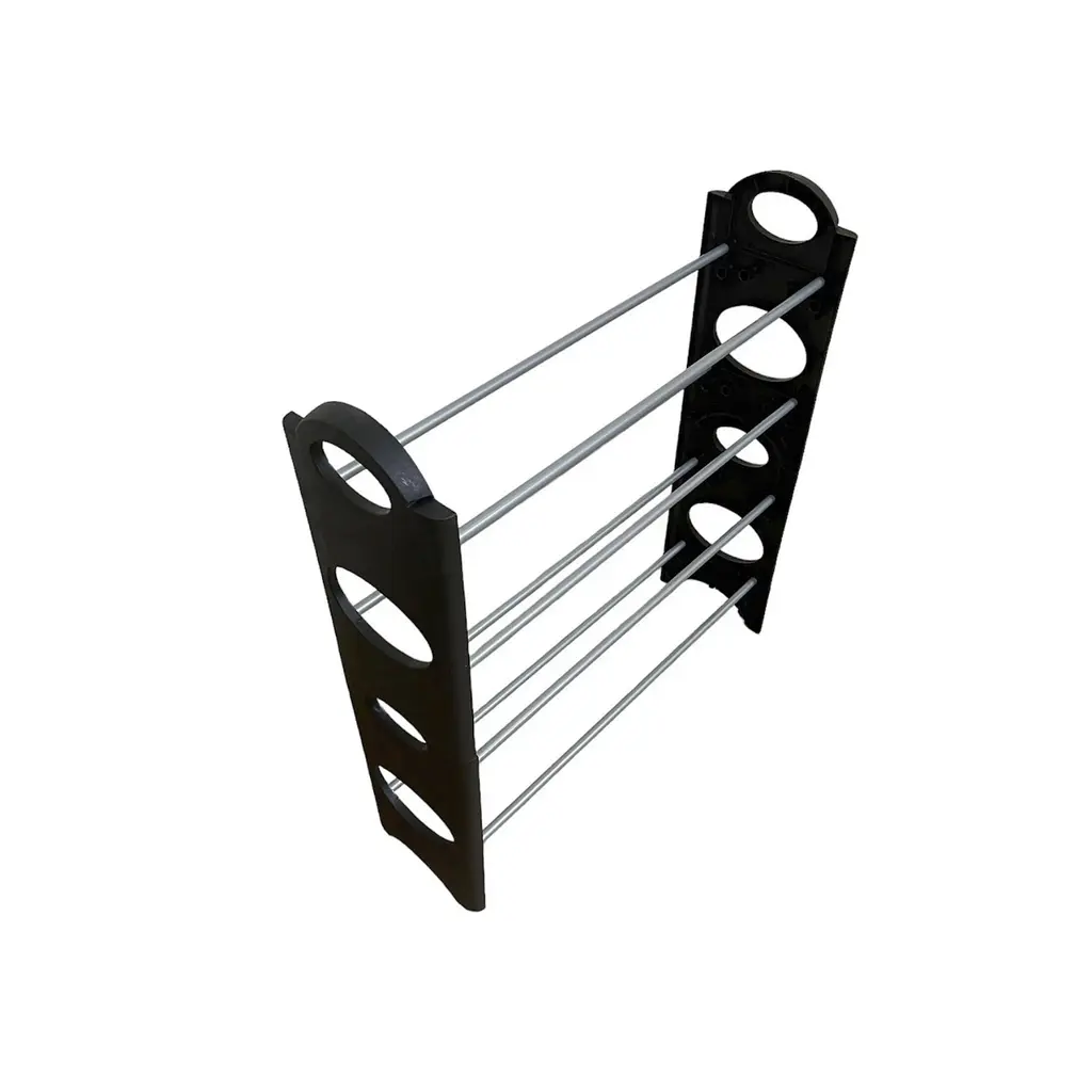 Полиця органайзер для взуття в передпокій Shoe Rack на 4 яруси, комбінація металу з пластиком, чорна (57198011) - фото 8