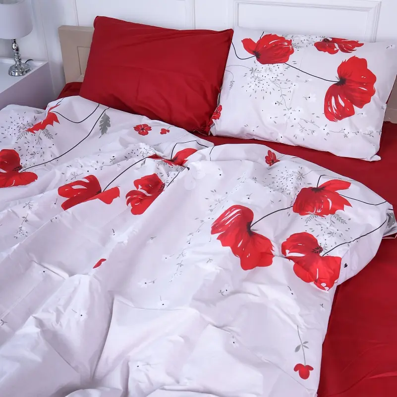 Простирадло MirSon Бязь 17-4768 Cristoforo 200x220 см червоне (2200008944773) - фото 3