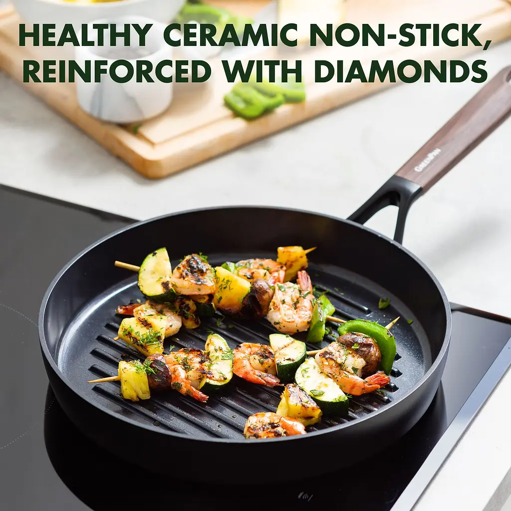 Сковорода-гриль GreenPan Eco Smartshape Darkwood 28 см (CC006444-001) - фото 5