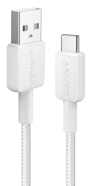 Кабель Anker 322 USB-A to USB-C - 0.9m Nylon Білий (6908155)