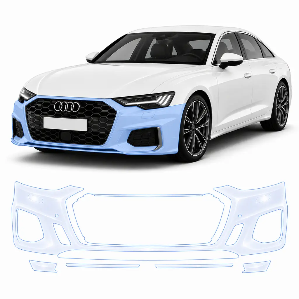 Антигравійна захисна бронеплівка за лекалами для Audi A6 C9 2025- передній бампер