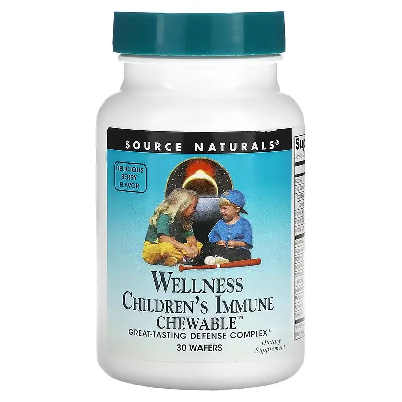 Зміцнення імунітету у дітей, Children's Immune Chewable, з ягідним смаком, 30 жов Source Naturals vit0002857