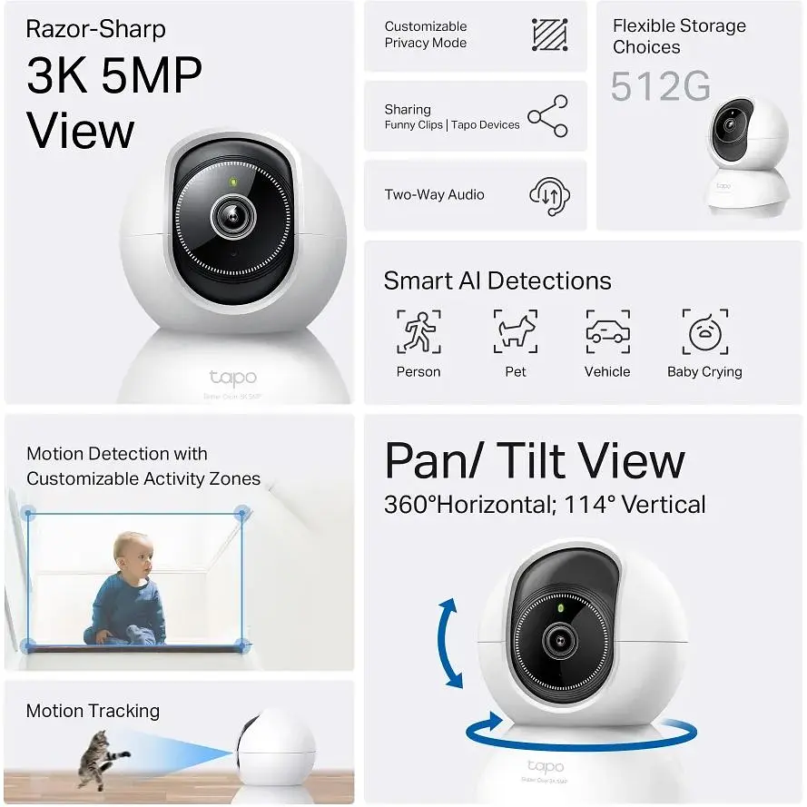 IP-камера TP-Link Tapo C230 3MP N300 microSD motion detection 360° mic - фото 3
