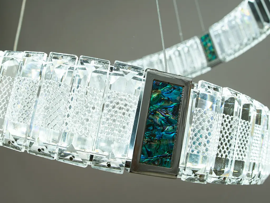 Кришталева світлодіодна LED люстра для високої стелі Diasha 81028-600+400HR - фото 5