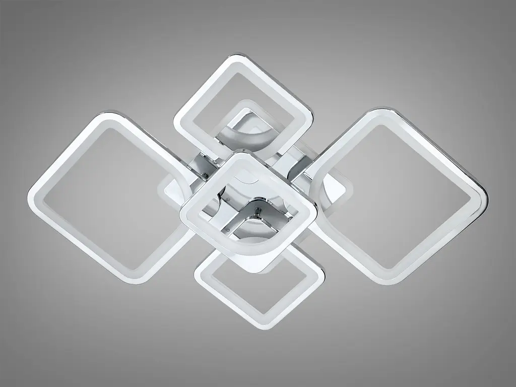 Люстра стельова LED Diasha 8060/2+3HR, 95W, 3200K-6500K, хром, сучасний стиль для дому, з пультом, диммером, акриловий плафон - фото 5