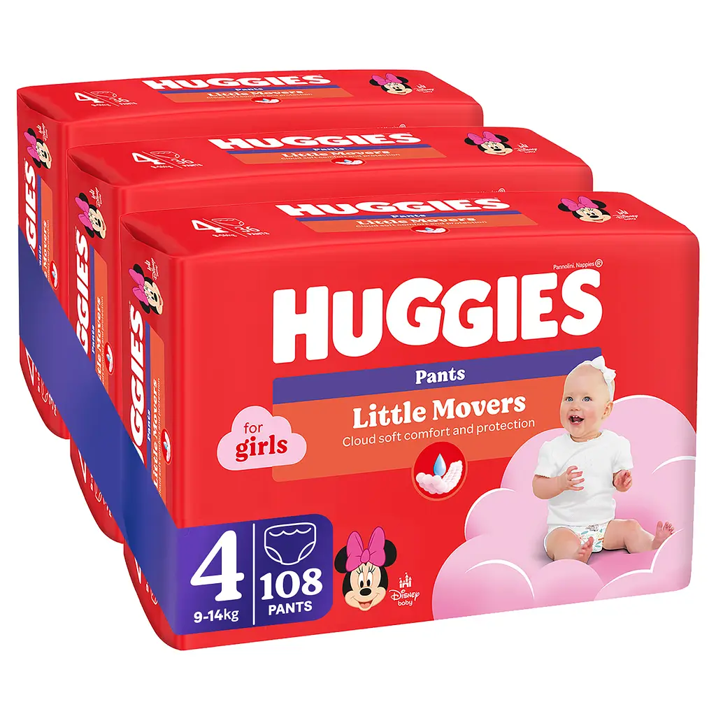 Підгузки-трусики для дівчаток Huggies Little Movers Pants 4 (9-14 кг) 108 шт. - фото 2