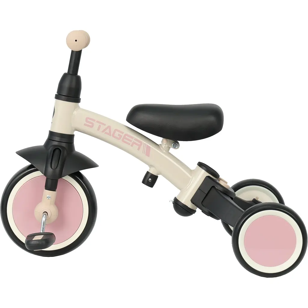 Велосипед беговел с ручкой Qplay Stager 3 в 1 Beige-Pink (T80STAGERBeigePink) - фото 2